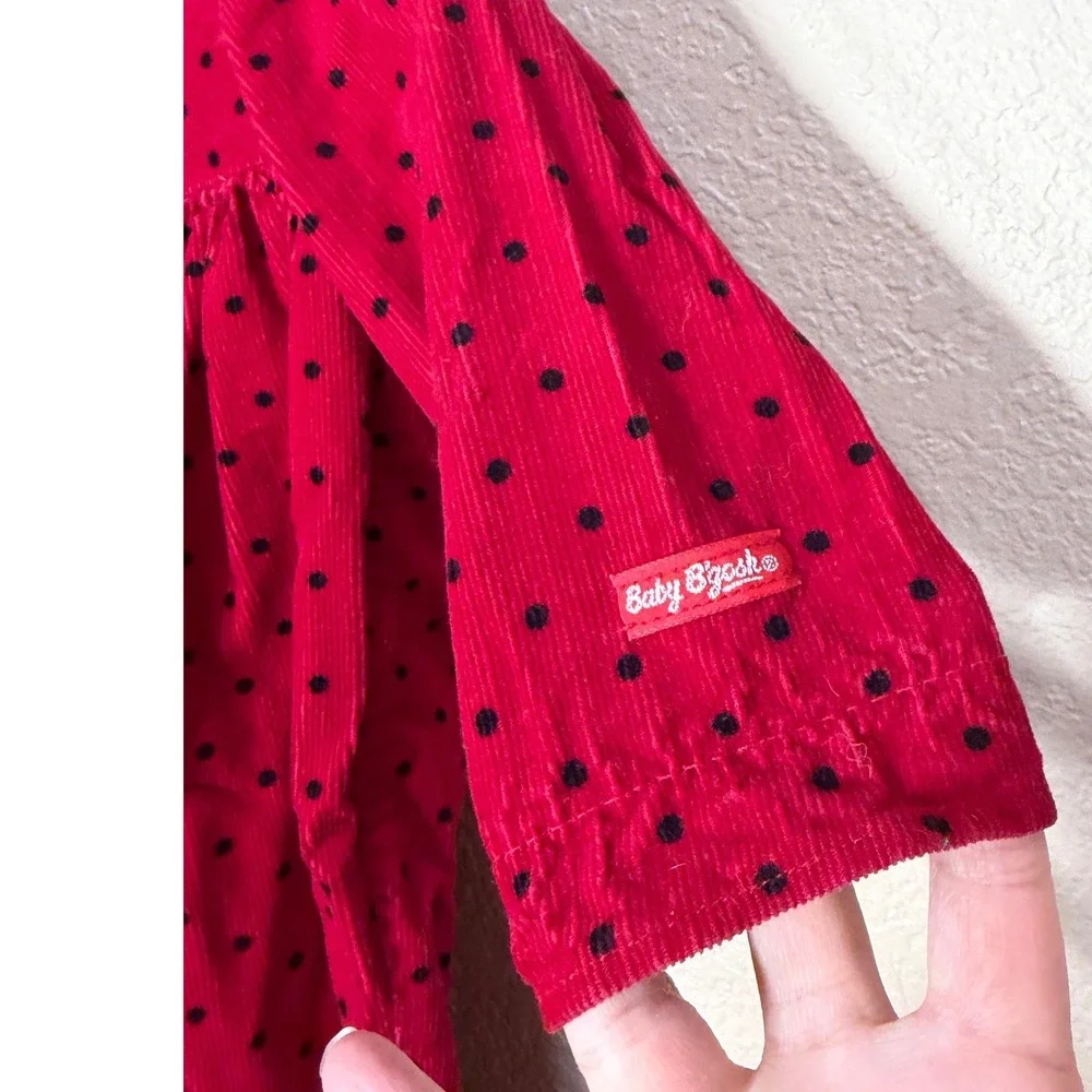 Vintage Baby OshKosh Bgosh Red Polka Dot Corduroy Romper 6-9 Months USA Made